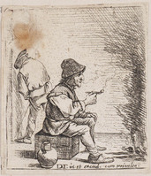 KG 04125
<br/>
Roker bij een haard en plassende man
<br/>
<em>Teniers, David II (1610-1690)</em>